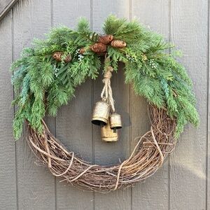 Rustic Holiday Wreath with Bells